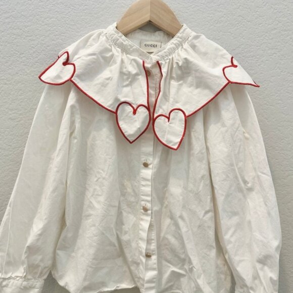 Gucci Pre-owned Girls (8) heart collared white button up shirt - Picture 2 of 3
